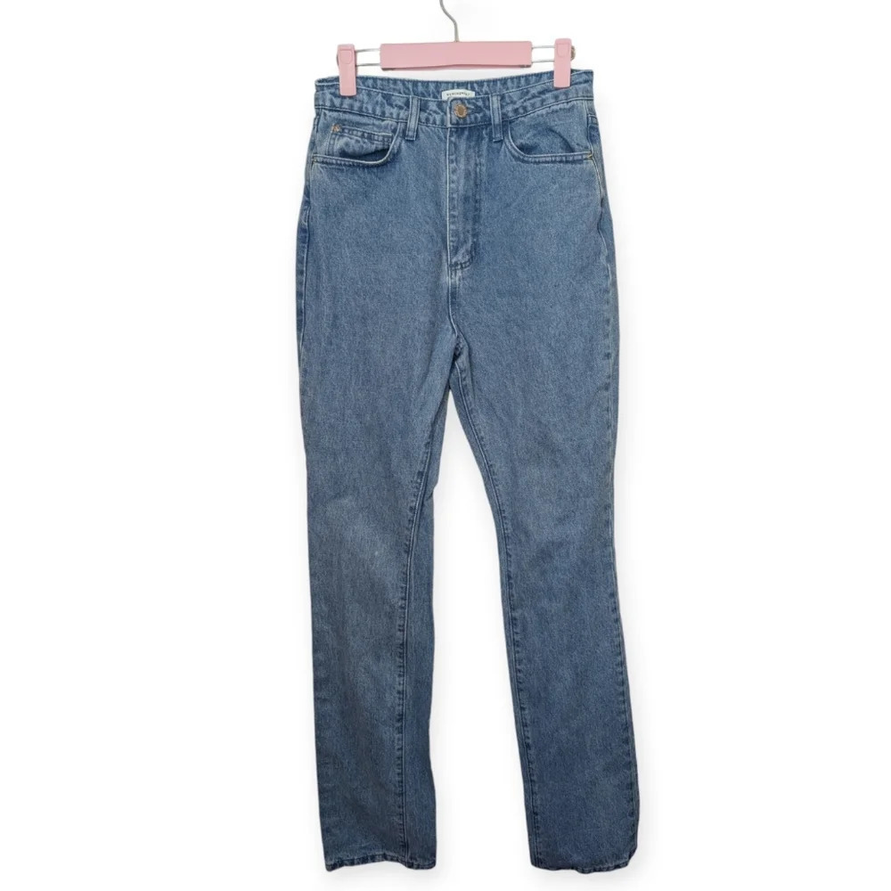 WEWOREWHAT Medium Wash Straight Leg  High Rise Denim Pants Women 27